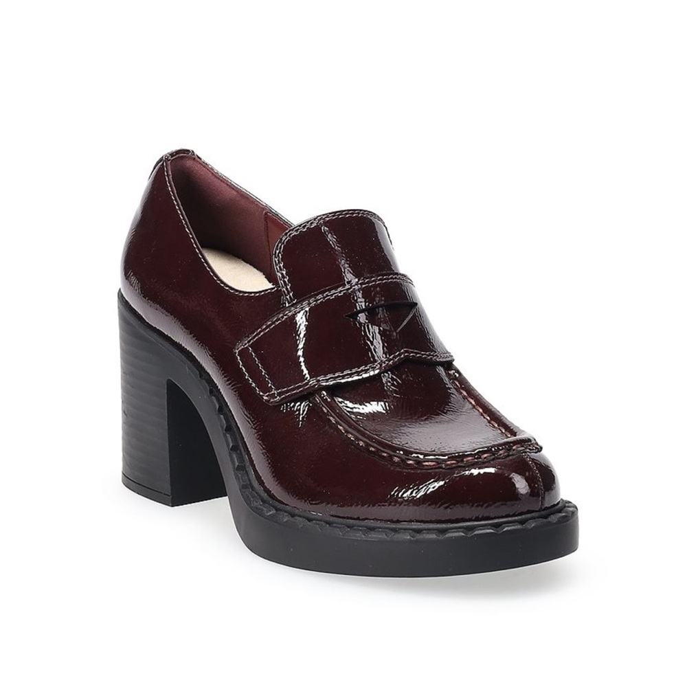 SO Purple Heels with Chunky Sole and Metal Buckle